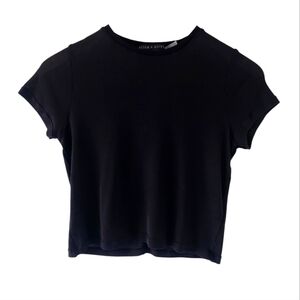 HP!🩷Alice + Olivia Classics Spandex Semi Sheer Cropped Black Top XS